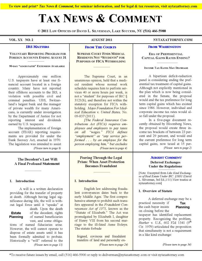 Tax News & Comment -- August 2011