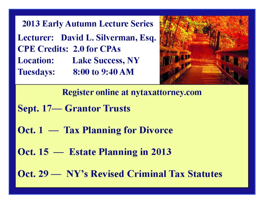2013 Early Autumn Lecture Series: Preview