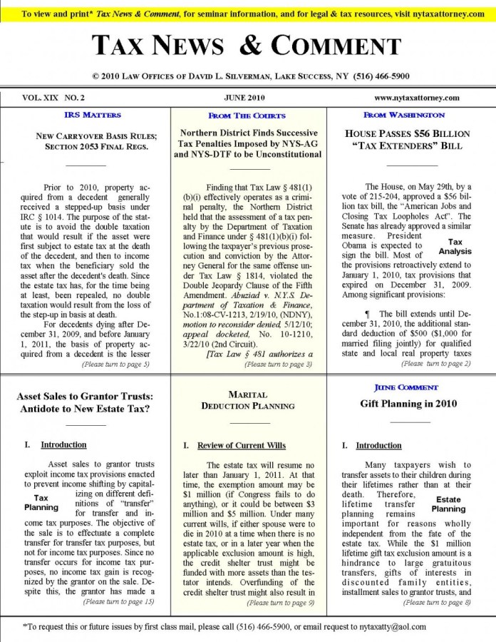 Tax News Comment -- June, 2010