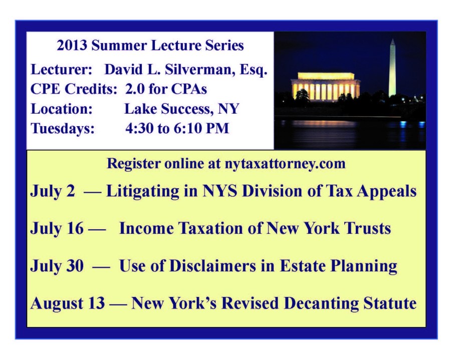Registration: 2013 Summer Lecture Series