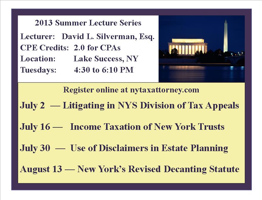 2013 Summer Lecture Series Registration