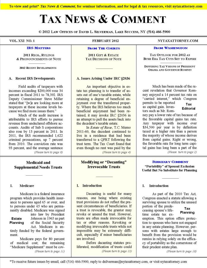 Tax News & Comment -- Februry 2012