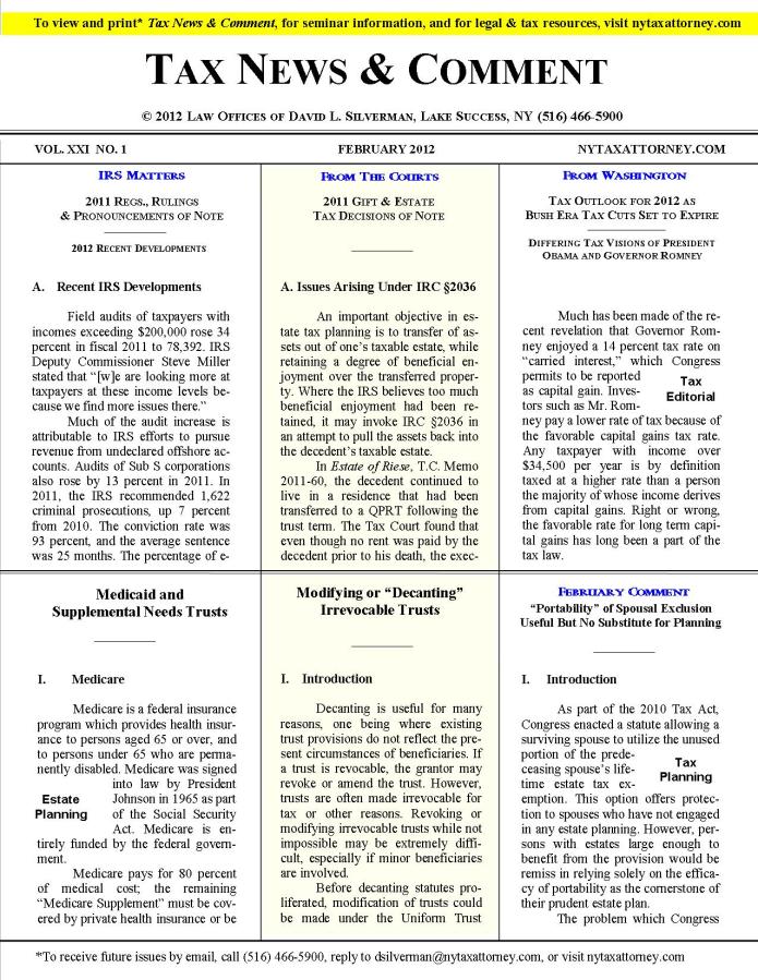 Tax News & Comment -- February 2012