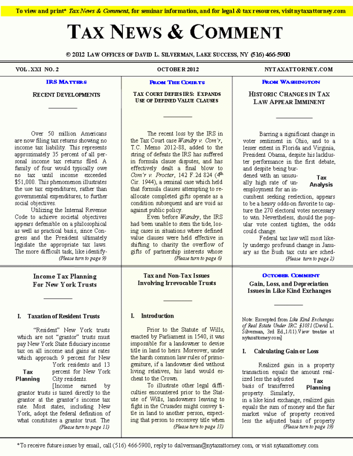 Tax News & Comment -- October 2012