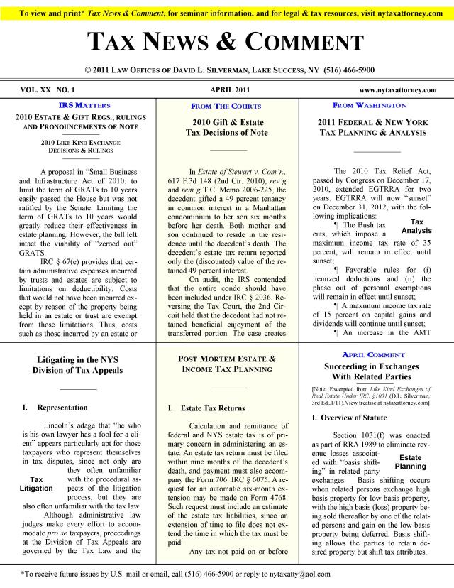 Tax News & Comment -- April 2011