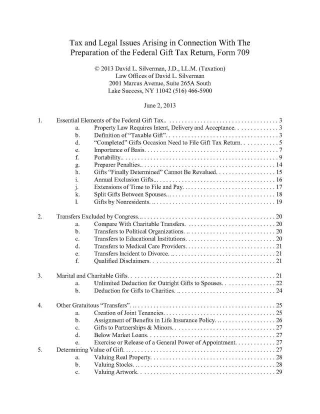 Tax and Legal Issues Arising in Connection With The Preparation of the Federal Gift Tax Return